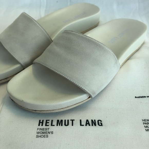Helmut Lang white suede slides sandals - Picture 2 of 9